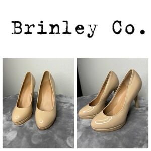 Brinley Co Patent Platform Almond‎ Toe Pumps 8